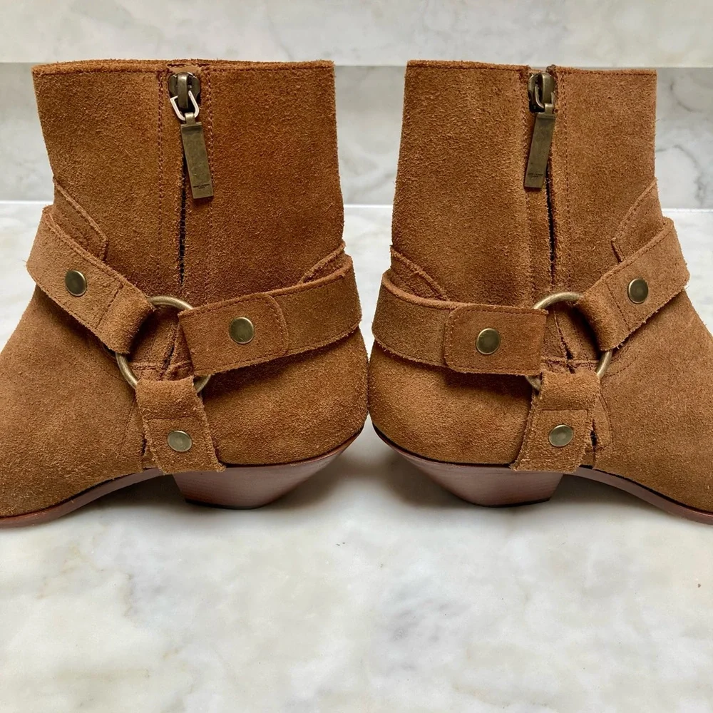 Saint Laurent Suede Ankle Western / Moto Boot. - Picture 8 of 14